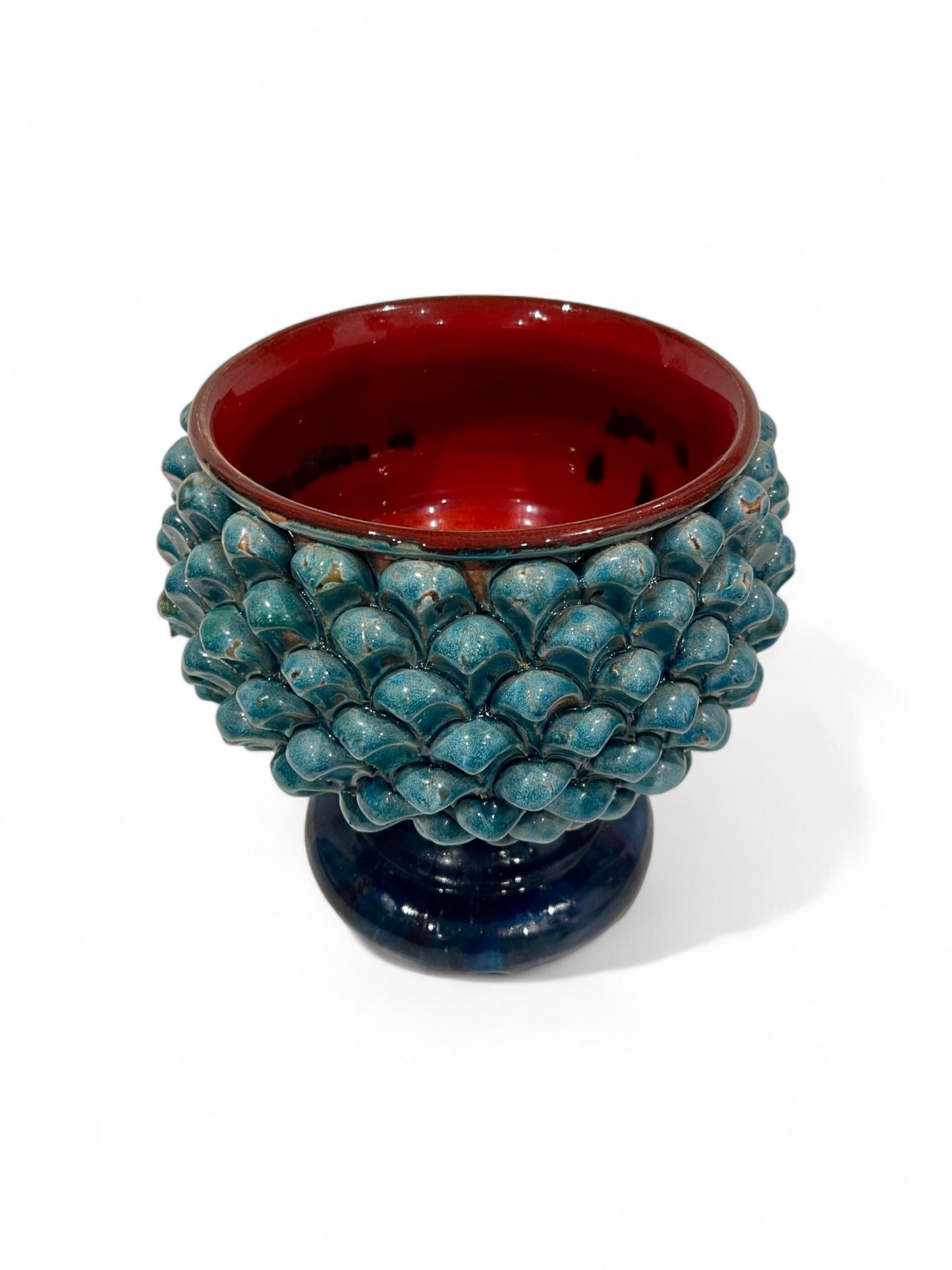 Large Sicilian Pine Cone Pedestal Bowl, 25 cm