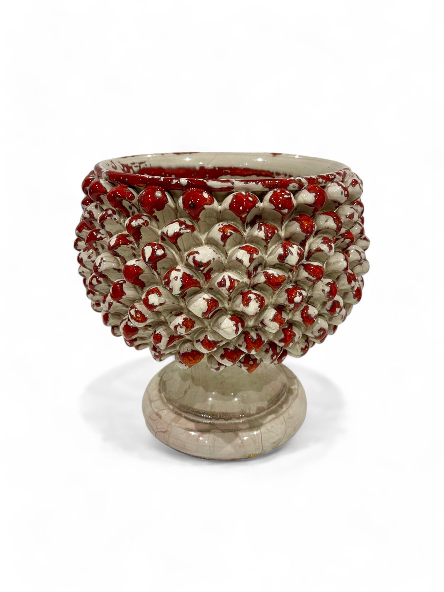 Large Sicilian Pine Cone Pedestal Bowl, 25 cm